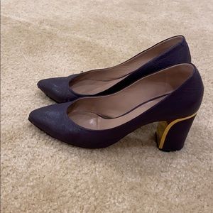Chloe beautiful gold lined block heels
